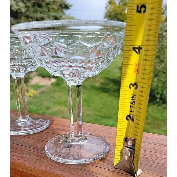 Vtg set of 4 Fostoria AMERICAN Tall Stemmed Glasses SHERBET CHAMPAGNE Holiday - Picture 7 of 11